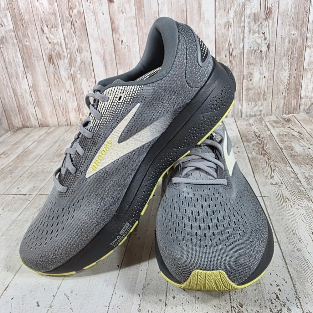 Brooks Ghost 16 Mens Running Shoes Grey Lime Extra Wide 4E 1104184E040 Size 13